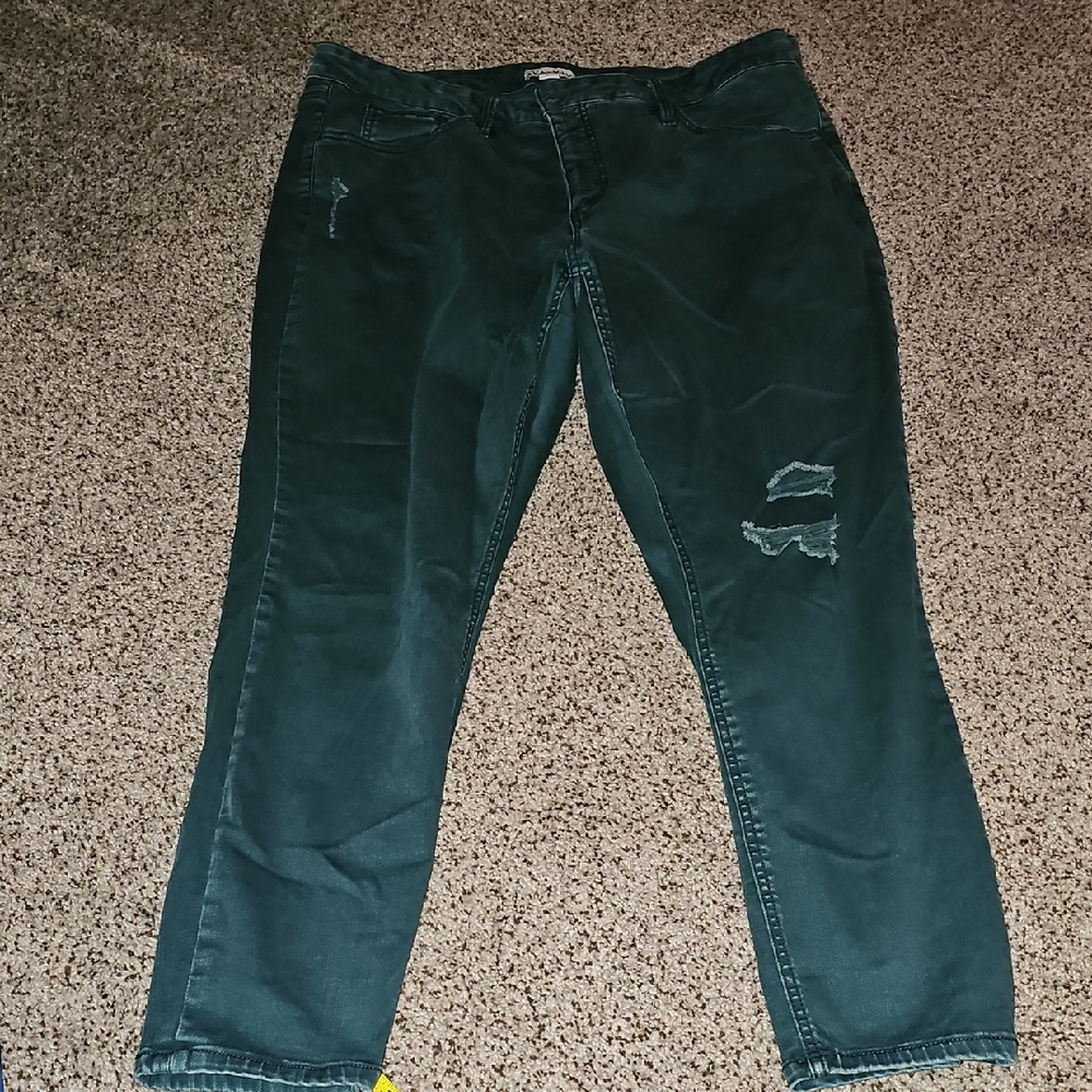Ava & Viv Stylish Distressed Teal Green Women's Jeans 18w